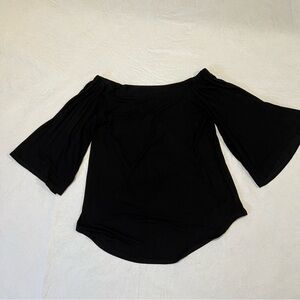 Veronica M Essentials T-Shirt Off The Shoulder Bell Sleeves Black Size M Classic